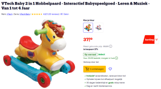 VTech Baby 2 in 1 Hobbelpaard voor €37,99 bij Bol