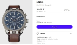 Reloj Cronografo de Hombre Diesel SPLIT WATCH por 98,1€