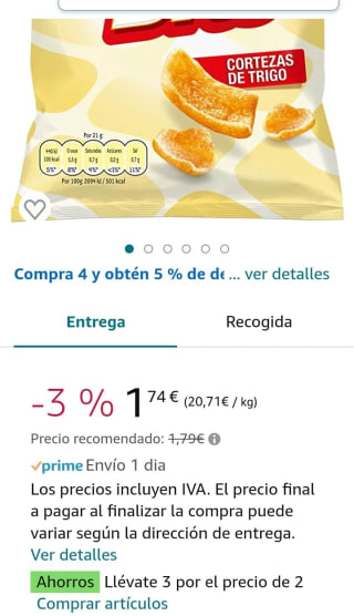 Lay's Producto Aperitivo de Trigo 84g por 1,16€.