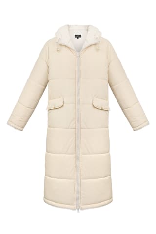 Lange teddy gevoerde winterjas - Beige