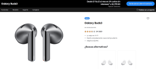 Audífonos Galaxy Buds3 + Funda por $2,136 en Samsung Store