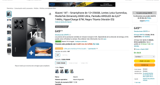 Xiaomi 14T 12/256Gb + Tv 50" Xiaomi para Prime Students por solo 519,20€