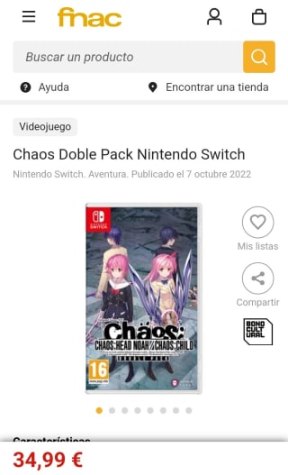 Chaos Double Pack Nintendo Switch por 34,99€.