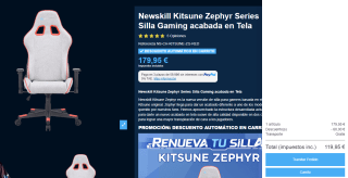 Silla gaming Newskill Kitsune Zephyr varios colores por 119,95€