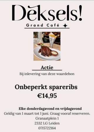 Onbeperkt Spareribs in Leiden voor €14,95 bij Lunchcafe-deksels