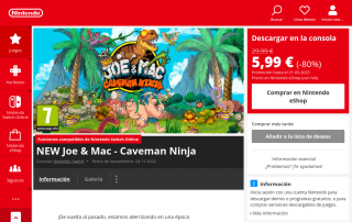 Videojuego Joe & Mac Caveman Ninja para Nintendo Switch por 5,99€