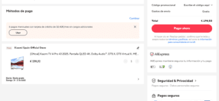 Xiaomi A Pro 2025 4K QLED 43″ (más barato con monedas) por 199,32€
