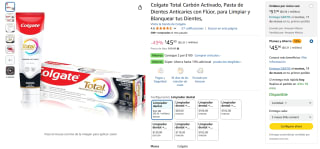 Pasta de Dientes Colgate Total Carbón Activado por $46 | Amazon