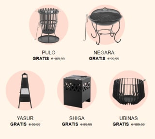 Gratis vuurkorf bij besteding vanaf €750 Beliani