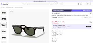 Gafas de sol marca Ray Ban por 81,85€ (71,85€ nuevo usuario)