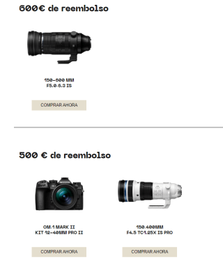 Olympus Consigue hasta 600€ de reembolso en cámaras y objetivos