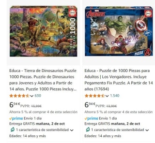 Recopilación puzzles marca Educa de 1000 piezas por tan sólo 6,94€