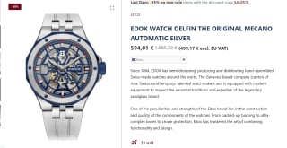 Edox Delfin Automatisch skeleton horloge voor €599 bij Conteenium