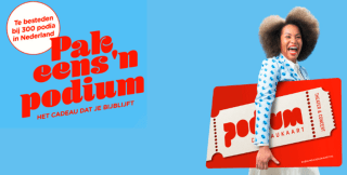 50% korting op een online Podium Cadeaukaart met een tegoed t.w.v. €25 met Vriendenloterij