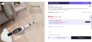 Mopa de Vapor Eléctrica BOOMJOY para Azulejos y Madera Dura por 20,68€ (12,41€ cuenta nueva)