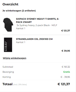 10% korting op alle 6-packs + gratis XXL strandlaken bij Girav