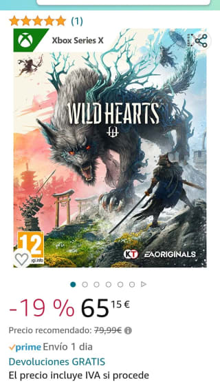 Wild Hearts Xbox Series X por 65,15€.