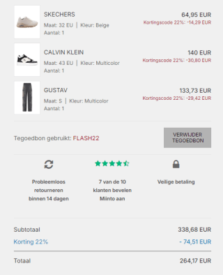 22% korting op je bestelling bij Miinto