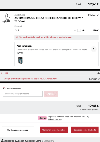 Aspiradora sin bolsa Serie Clean 5000 de 1000W 2L y 78 dB(A) por solo 109,65€