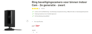 Ring Indoor Camera (2nd Gen) voor €34,99 bij Praxis
