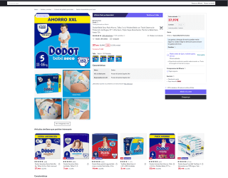 Pañales Dodot Bebé Seco Pack Ahorro Tallas 3 a 6 Triple Sistema de Protección Antifugas, Nº 1 Ultra Seco Triple Capa Absorbente hasta 12h por solo 37,97€ (Nuevos usuarios por 22,79€)