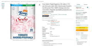 Papel higiénico Foxy Seda 30 rollos por 14.99€