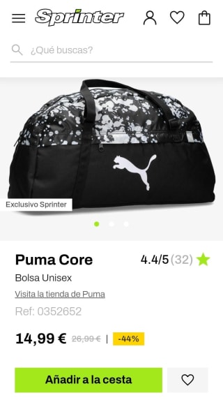 Puma Core Bolsa de Deporte Unisex por 14,99€.