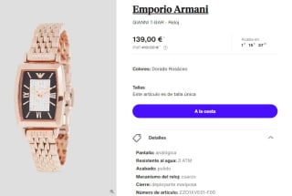 Reloj para Mujer Emporio Armani GIANNI T-BAR por 139€
