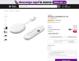 Chromecast 4k Google por $54.990