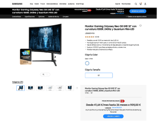 Monitor Gaming Odyssey Neo G8 UHD 32" con curvatura 1000R por 909€