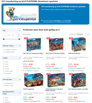 25% kassakorting op alle PLAYMOBIL Novelmore
