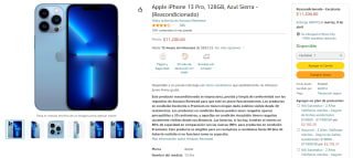 iPhone 13 Pro 128GB Reacondicionado por $11,200 en Amazon