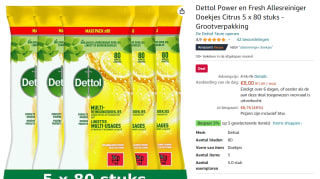 Dettol Multi Reinigingsdoekjes Citroen 5 x 80 stuks voor €8 bij Amazon.nl