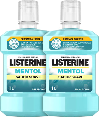 Pack 2 de 1 litro cada uno Listerine Enjuague Bucal, Menthol por solo 8,99€