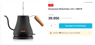 Bodum Melior Gooseneck Waterkoker 0,8L voor €39,95 bij Bodum