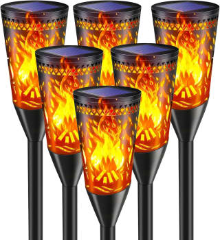 Antorchas solares exterior jardín efecto llama 6 piezas por 16,79€