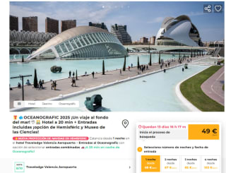 Valencia 1 noche con hotel + entradas Oceanogràfic por tan solo 50€