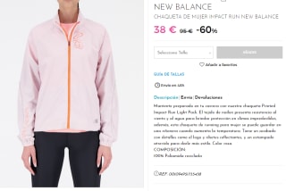 Chaqueta de Mujer New Balance Printed Impact Run Light por 38€