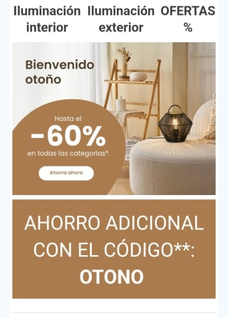 Hasta -60% de Descuento en Lampara.