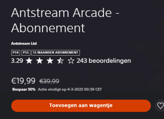 Antstream Arcade - Abonnement voor €19,99 in de Playstation Store