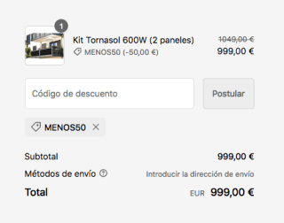 50 euros de descuento en los Kit Tornasol