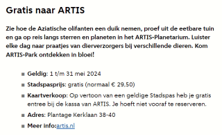 Bezoek Artis gratis met stadspas Amsterdam