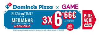 3 pizzas medianas por 6,66€ cada una a domicilio