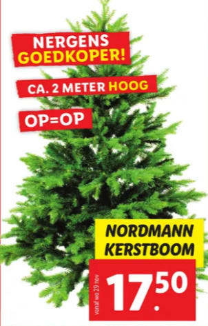 Nordmann kerstboom (c.a. 2 meter) voor €17,50