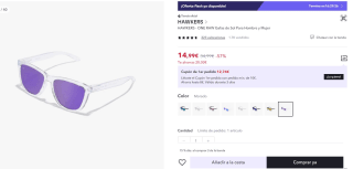 Gafas de sol polarizadas Hawkers One Raw Morado Transparente (Ø 55,7 mm) por 14,99€