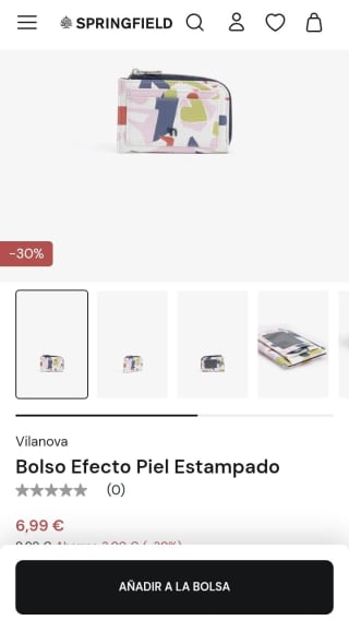 Bolso efecto piel.estampado por 6,99€.