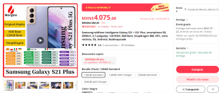 Samsung Galaxy S21 Plus 128GB por $3,483 en AliExpress