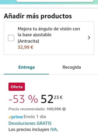 Pantalla táctil inteligente con Alexa por 52,23€.