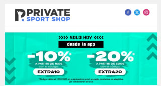 Hasta 20% desuento segorte de compra en Private Sport