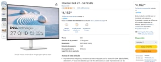 Monitor Dell 27" S2725DS en $3,567 | Amazon (Prime y Banorte)